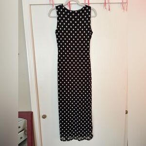 See You Monday Black and White Polka Dot Midi Dress